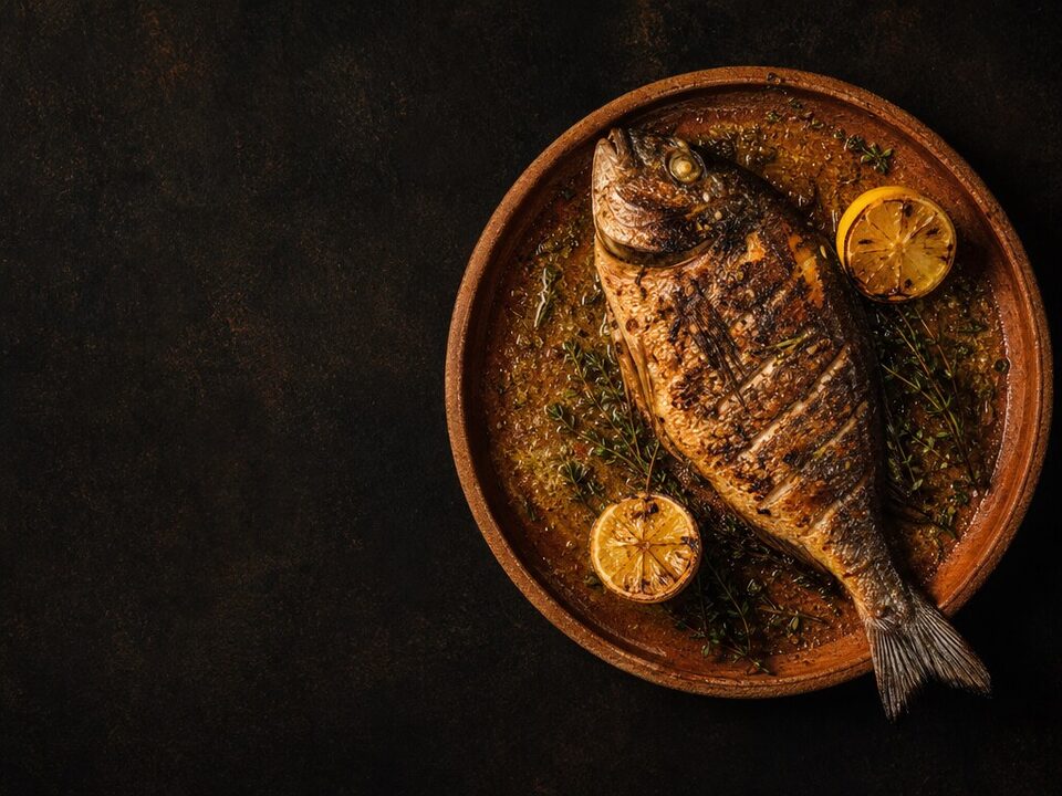 Ganze Dorade Royal vom Grill der Taverna Pelagos
